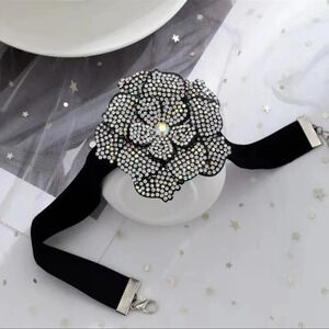 Rose Flower Full Rhinestone Crystal Choker